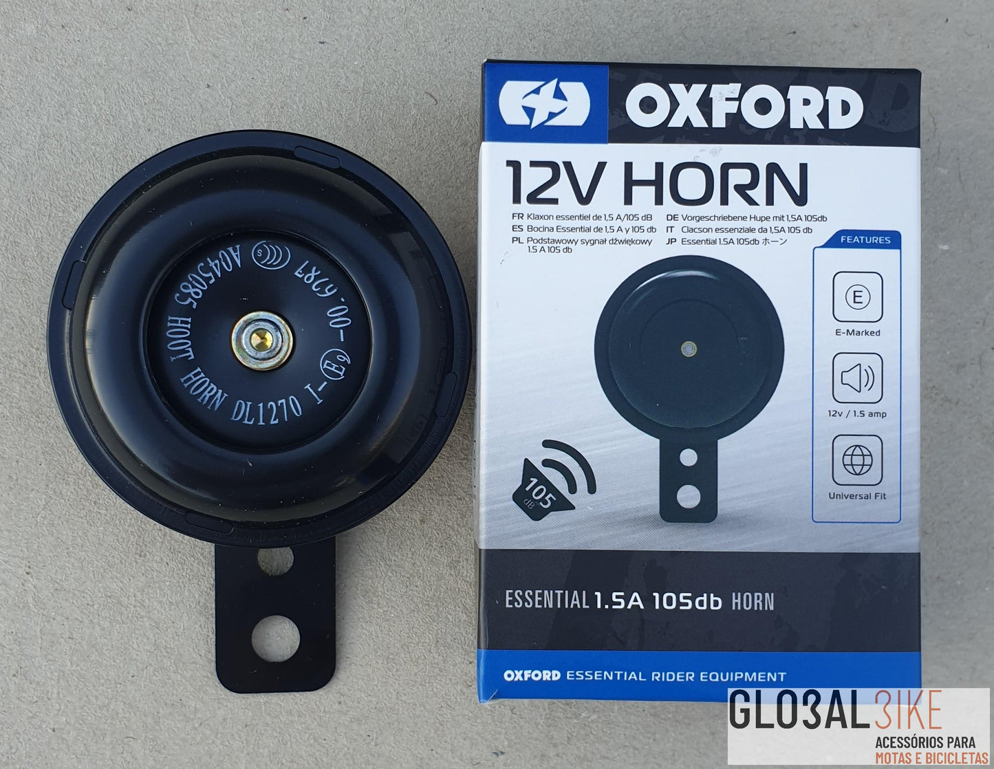 Claxon Bateria 12V Preto Oxford