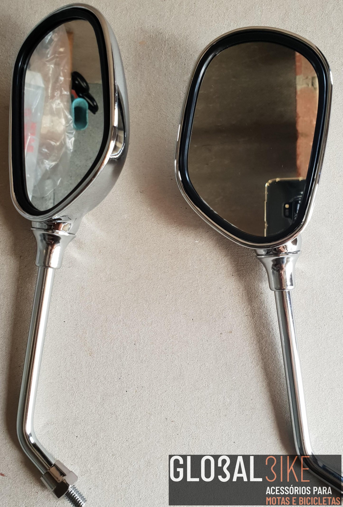 Espelho Retangular Cromo Rosca 10mm Esq/Dir