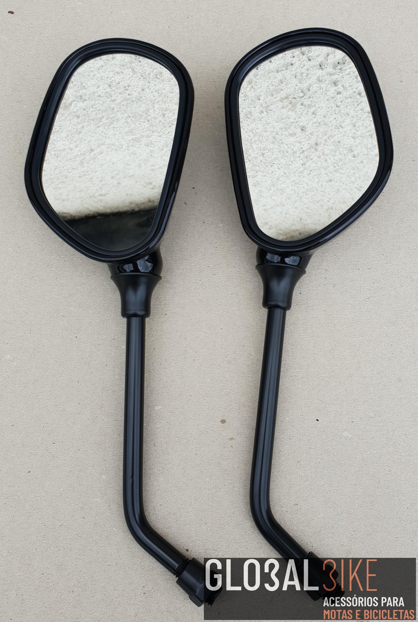 Espelho Retangular Preto Rosca 10mm Dir/Dir