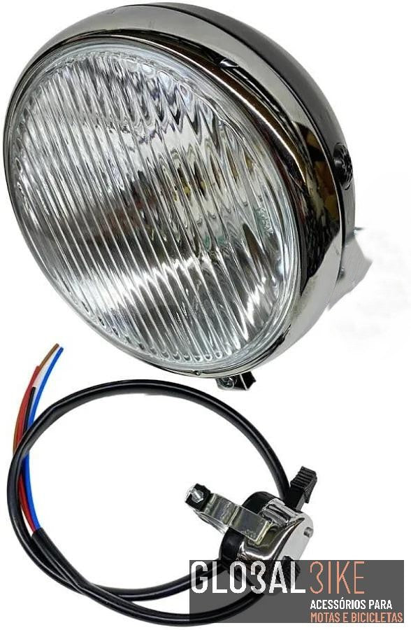 Farol M/79 Guia S/Chave C/Comutador Vidro Branco