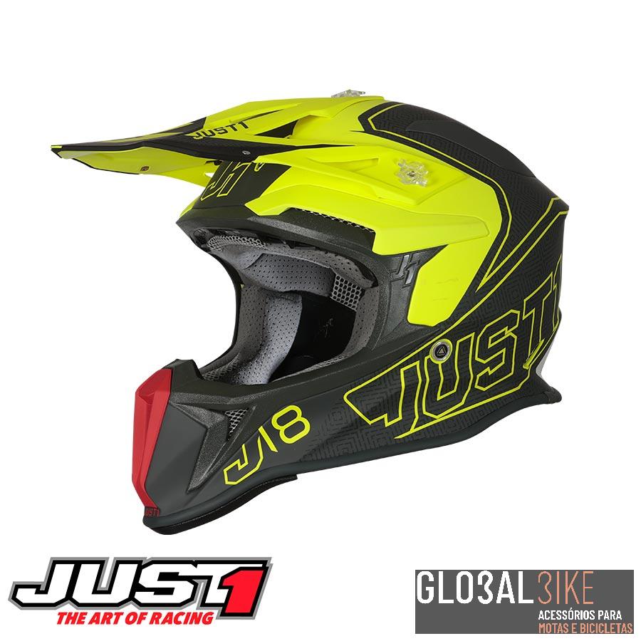 Capacete J18 Vertigo Vermelho/Cinza/Fluo/Amarelo Mate Just