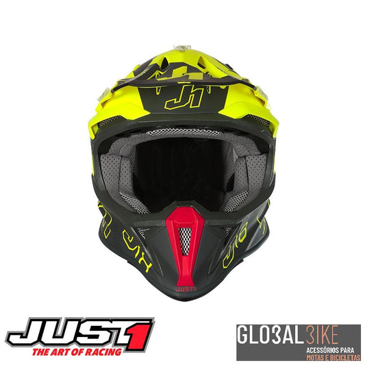Capacete J18 Vertigo Vermelho/Cinza/Fluo/Amarelo Mate Just