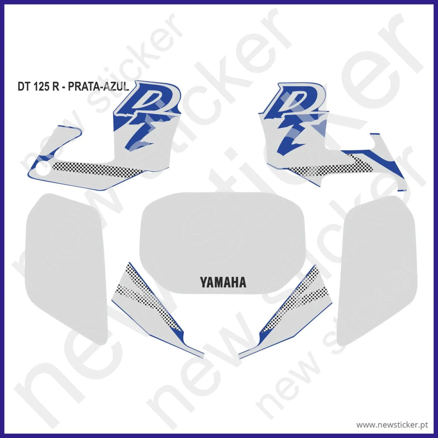 Kit Autocolantes Yamaha DTR125 Poliester Azul/Cinza