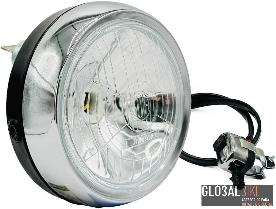 Farol M73 Guia C/Chave C/Comutador Vidro Branco