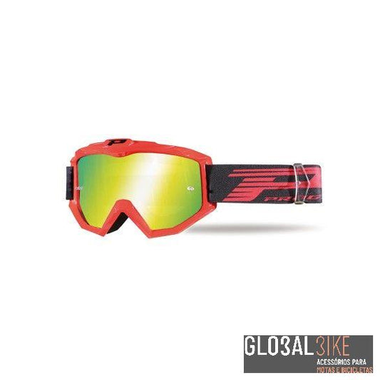 Oculos Motocross 3201 Atzaki Fluor Vermelho Progrip