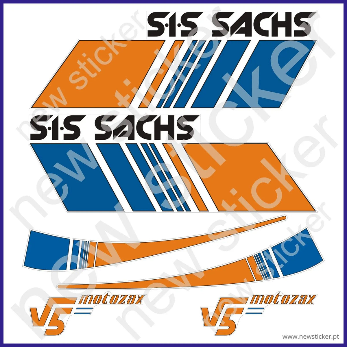 Kit Autocolantes Sachs Motozax Azul/Laranja