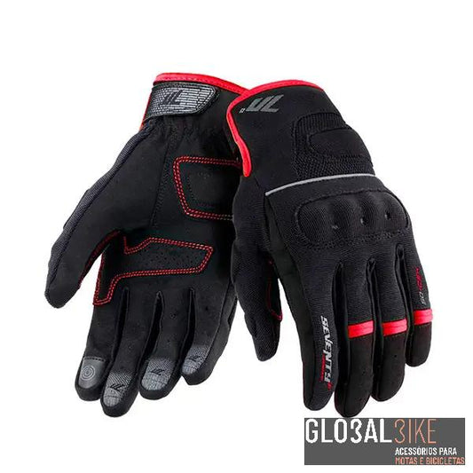 Luva Par Moto SD-C54 Verão Urban Preto/Vermelho Seventy