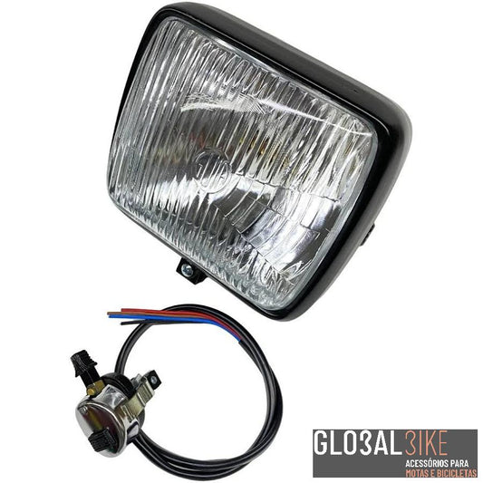 Farol Retangular Guia Vidro Branco C/ Comutador